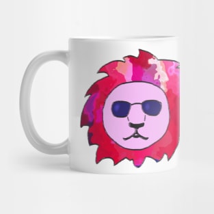 Cool Lion with Pink Colorful Mane and Sunglasses Mug